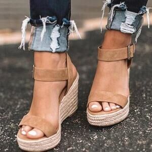 NEW - Vicky Vicky women's espadrille wedges vegan leather - SIZE 9